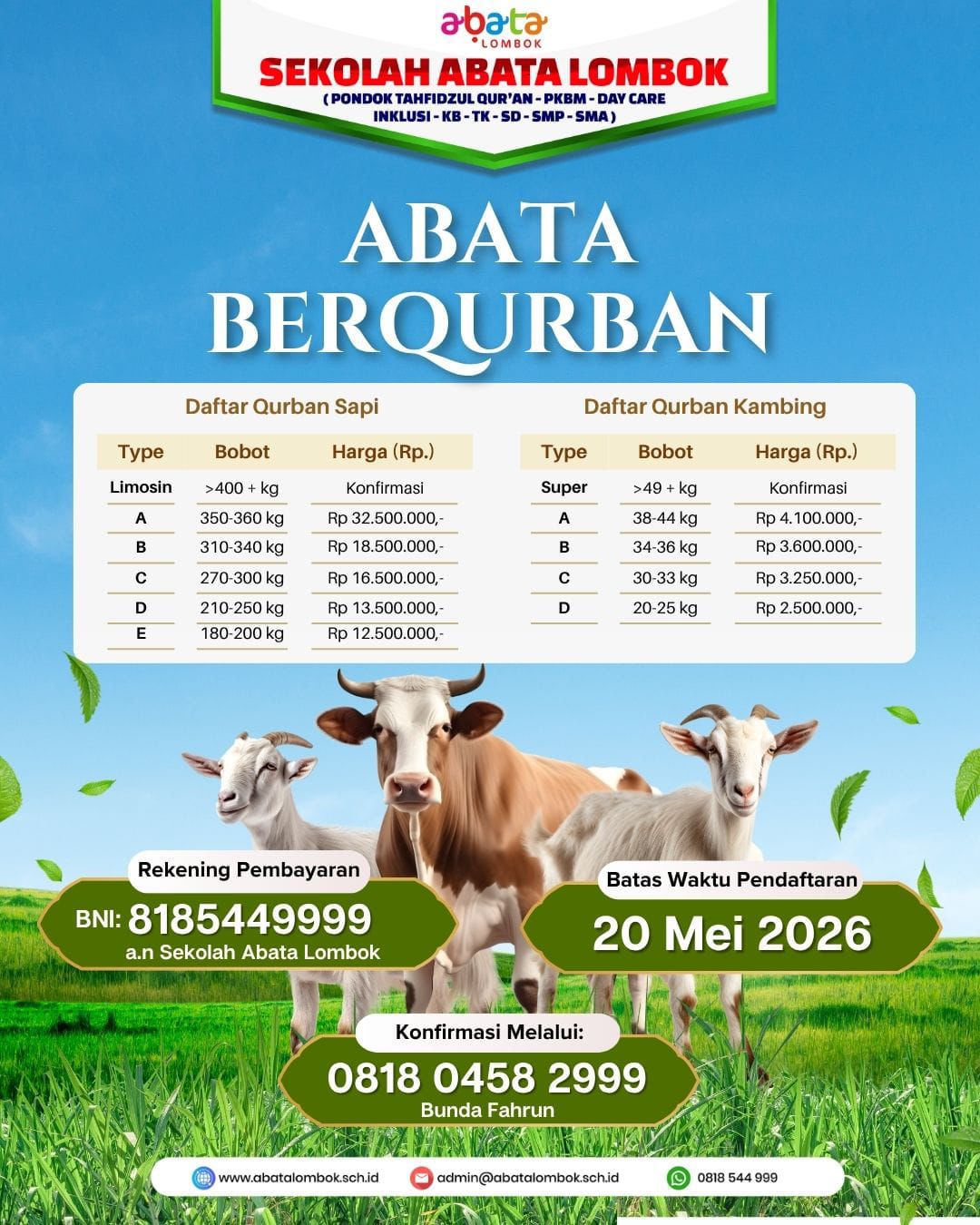 Solidaritas Tanpa Batas, Keluarga Besar Sekolah Abata Lombok Bersatu Sukseskan Program Qurban 2026